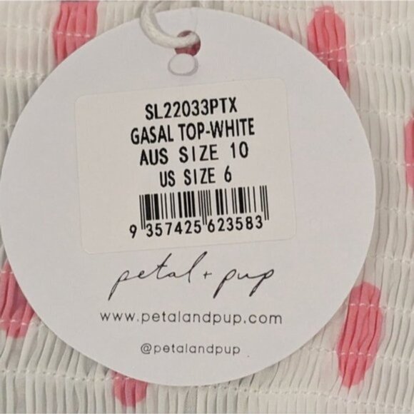 NWT Petal & Pup Cotton Polka Dot White and Pink Round Neck Cropped Top, size 6 - Picture 7 of 7